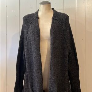 Free People Women's Gray Long Open-Front Sweater